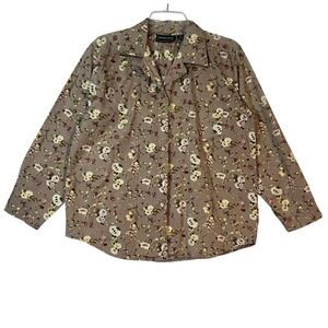 Vintage California Krush Floral Print Button Down Long Sleeve Shirt Medium‎